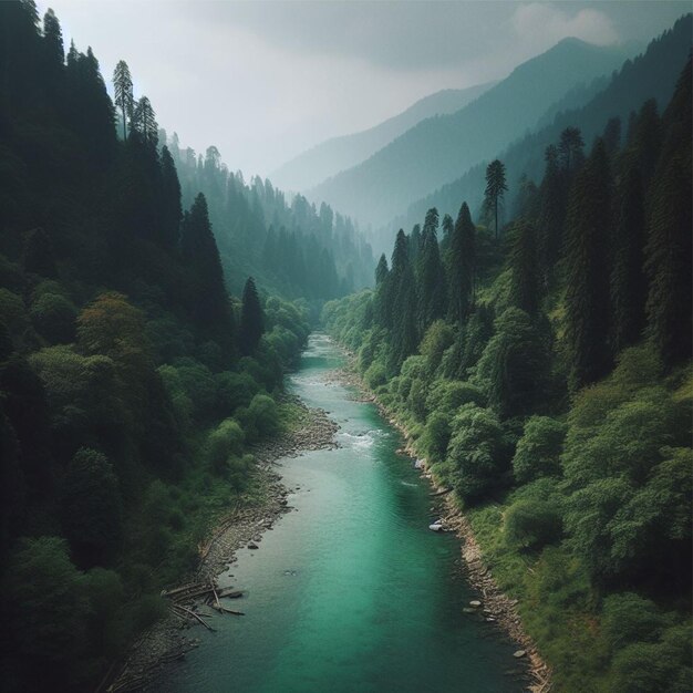 La rivière au milieu du désert a l'air fraîche et calme.