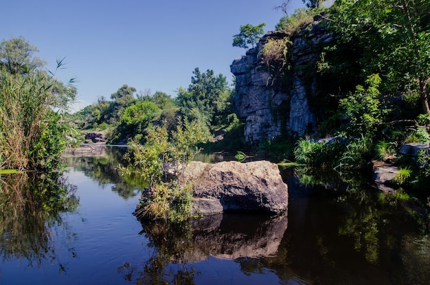 Photo une rivière au milieu d'un magnifique canyon