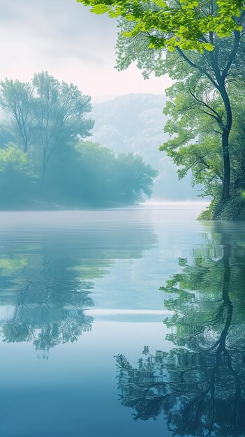 Photo une rivière calme reflétant les arbres environnants calme photos atmosphériques pour tiktok instagra