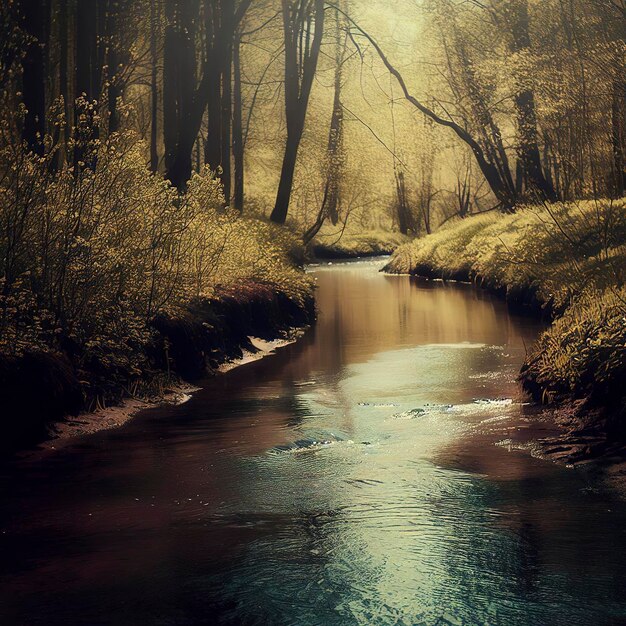 La rivière dans la forêt de printemps