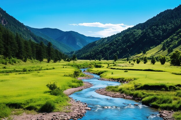 Photo rivière dans les montagnes générative ai