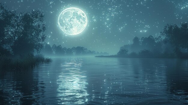 Photo la rivière éclairée par la lune une image magique arrière-plan
