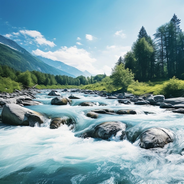 Rivière avec fond blanc ultra hd de haute qualité