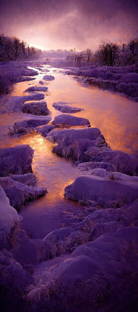 Photo rivière gelée en hiver