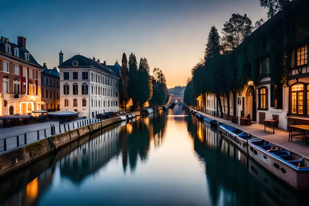 Photo une rivière avec une maison et une maison sur le côté