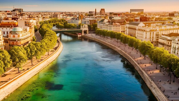 La rivière Manzanares à Madrid, en Espagne