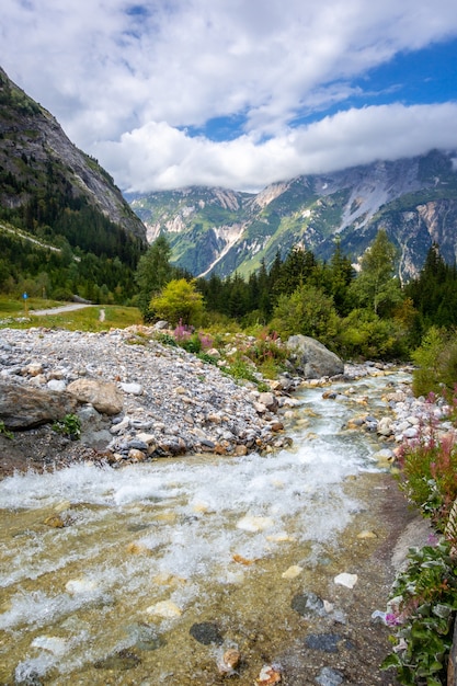 Rivière de montagne dans la vallée alpine du parc national de la Vanoise