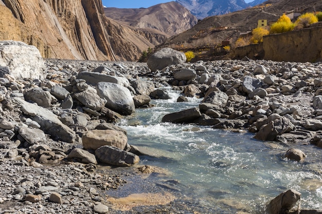 Rivière Panda Khola, village de Lupra, Lower Mustang au Népal