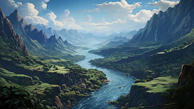 rivière paysage montagne HD fond d'écran image photographique