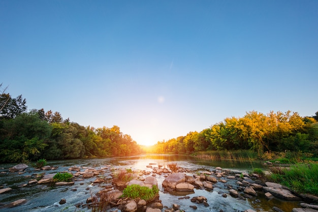 Rivière propre montagne avec des pierres