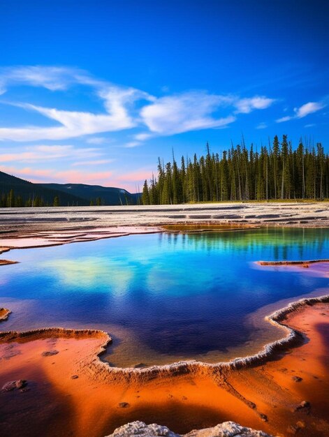 Photo une rivière avec un reflet d'arbres et de rochers