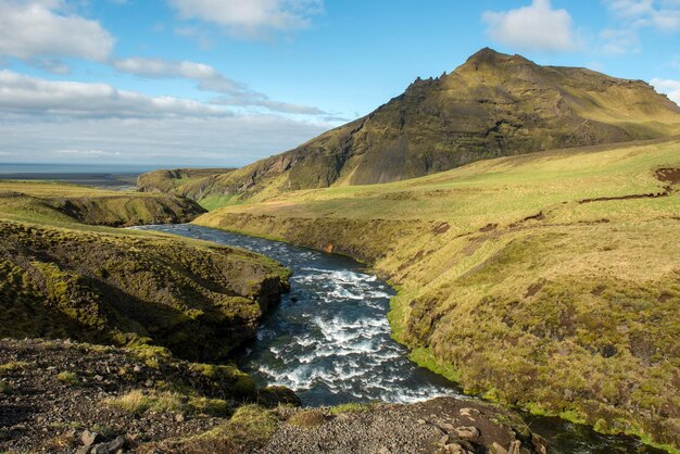 Photo rivière skogar dans le sud de l'islande