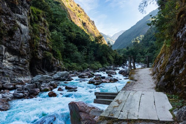 La rivière Tamor sur la route du camp de base de Kanchenjunga