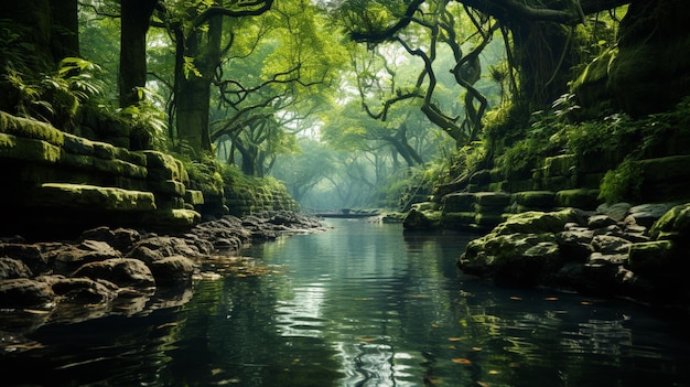 Une rivière traverse la jungle sundarban