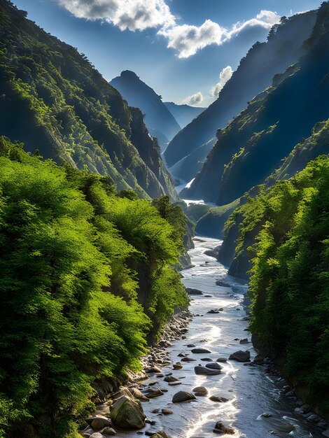 Les rivières avec des gorges de montagne