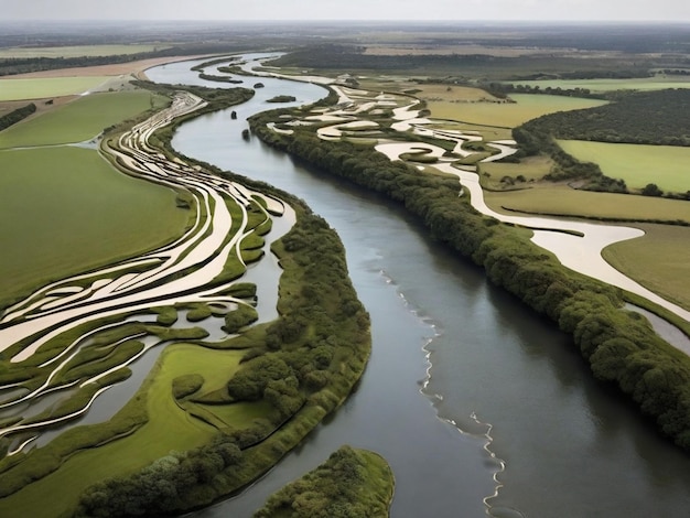 Des rivières serpentines, des paysages sinueux et des cours d'eau sinueux