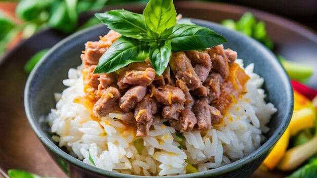 Riz avec basilic et viande de porc hachée