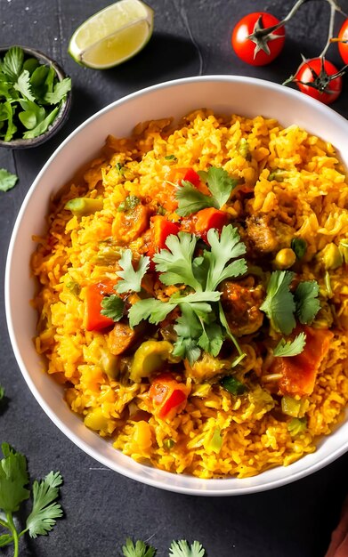 Riz Basmati avec curry à partir de légumes et de lentilles Nourriture végétalienne épicée et saine