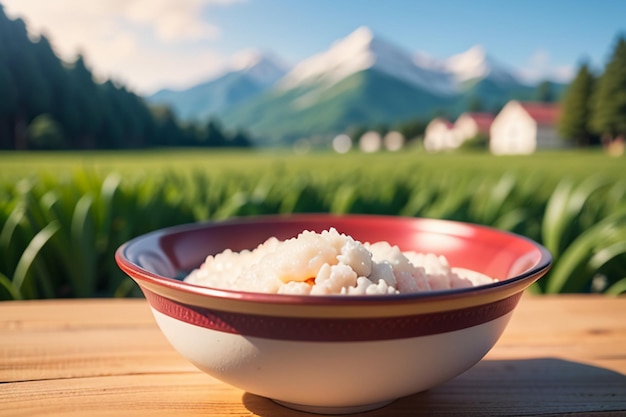 Photo le riz blanc est l'aliment préféré des chinois mangent du riz pour le petit-déjeuner, le déjeuner, le dîner quand ils ont faim