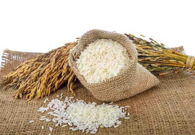 Riz blanc (riz thaï au jasmin) et riz non moulu