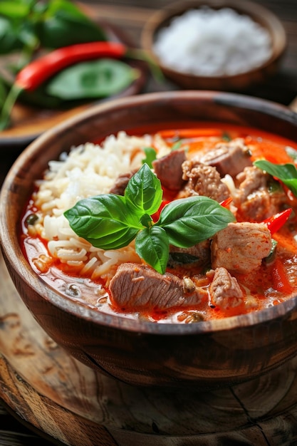 riz blanc avec sauce et poulet IA générative