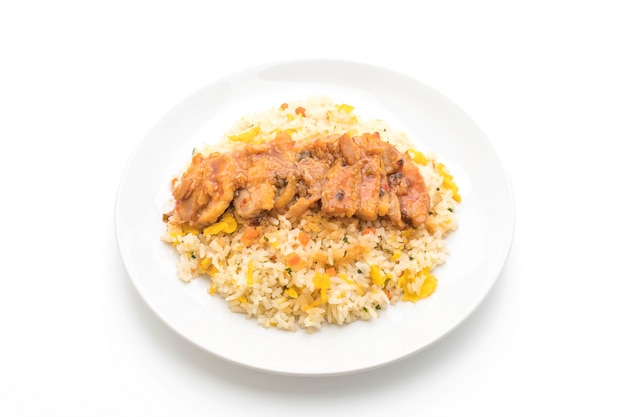 riz frit au poulet grillé et sauce teriyaki