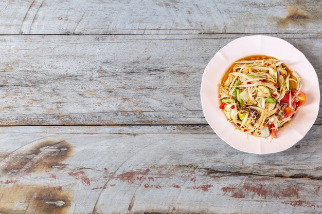 Riz gluant avec salade de papaye