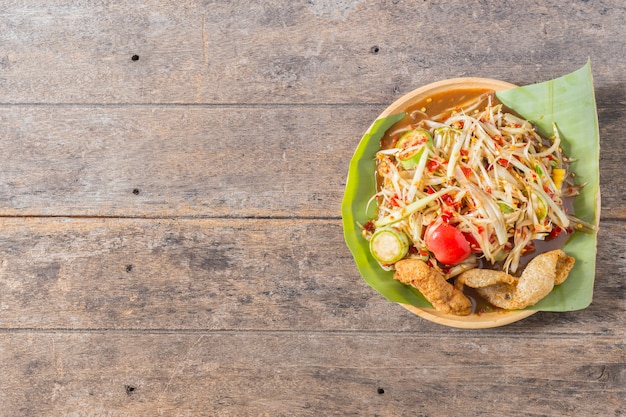 Riz gluant à la salade de papaye