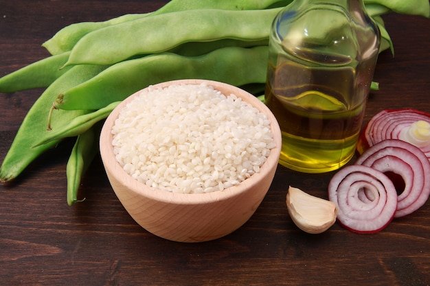 riz et ingrédients pour risotto