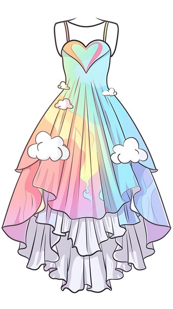 Photo une robe arc-en-ciel avec des nuages dessus