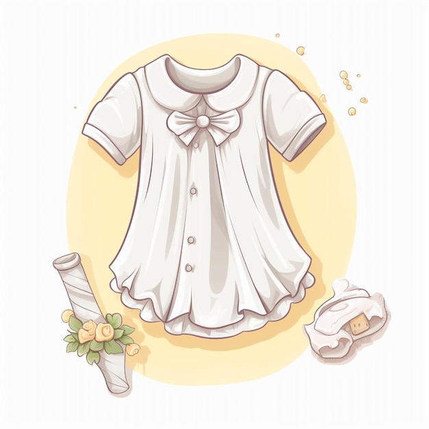 Robe de baptême de dessin animé avec tissu blanc et signification