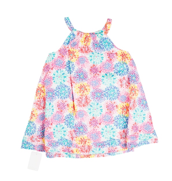 Robe enfant avec motif floral isolé sur fond blanc