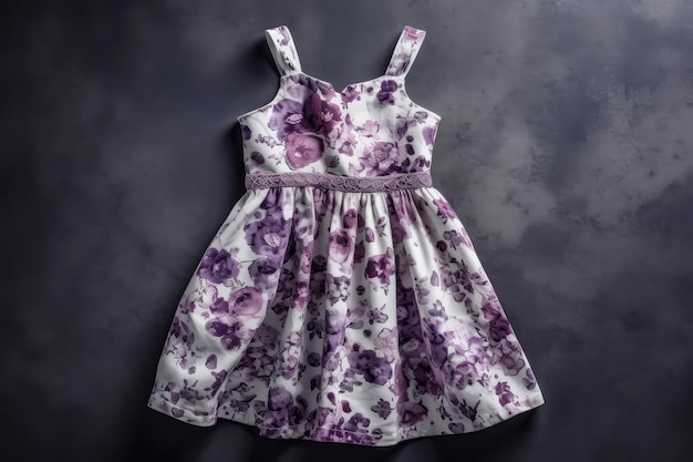 Robe à fleurs violette et blanche pour fille Generative AI