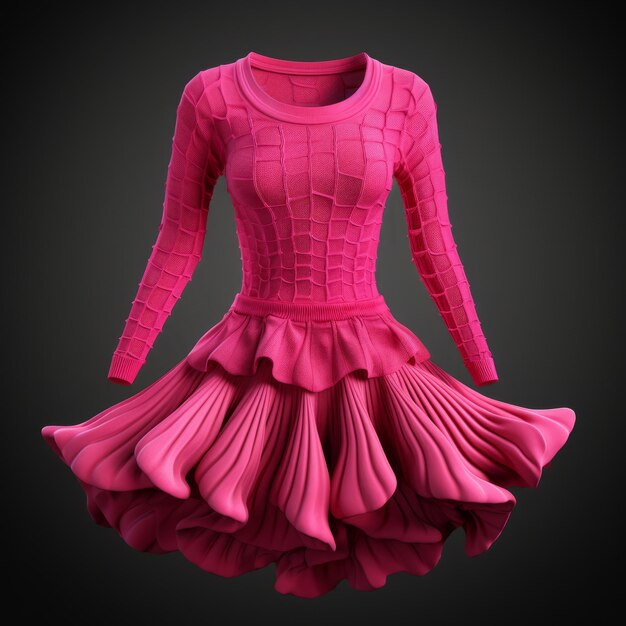 Photo robe fuchsia hyper réaliste modèle 3d de haut détail style fiberpunk