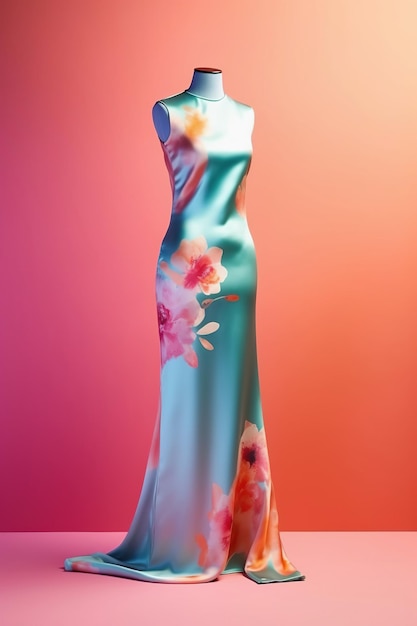 Robe longue d'été à fleurs sur mannequin Generative AI