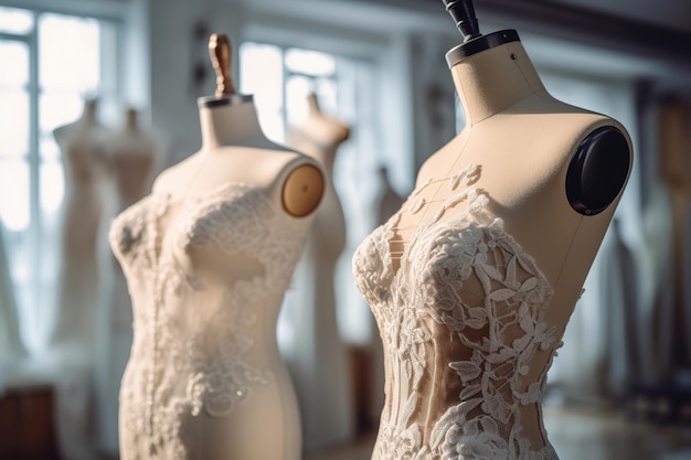 Photo une robe de mariée en dentelle délicate de couturier générative ai