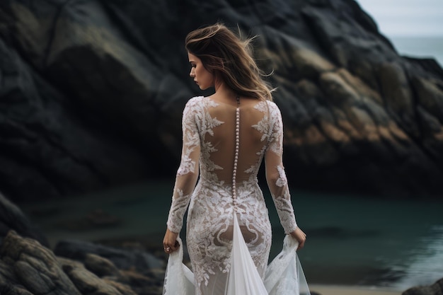 robe de mariée sans dos inspirée par l'IA générative