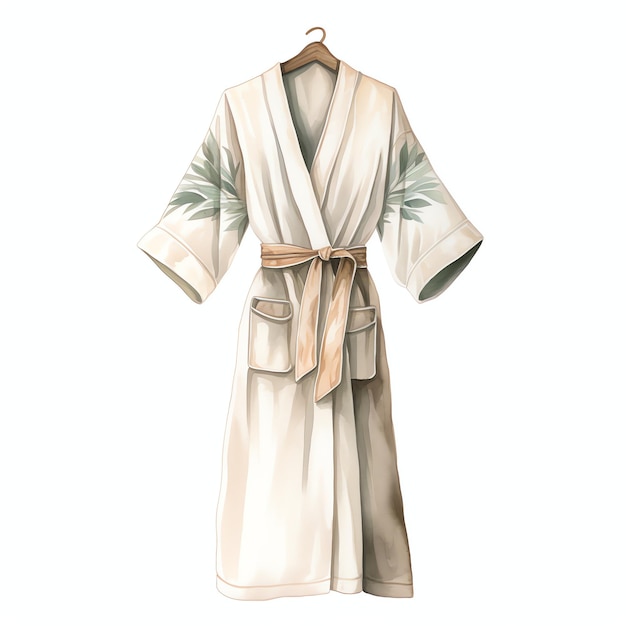 robe de spa accessoire de vie simple pour le printemps dans des couleurs esthétiques neutres aquarelle pour l'esthétique