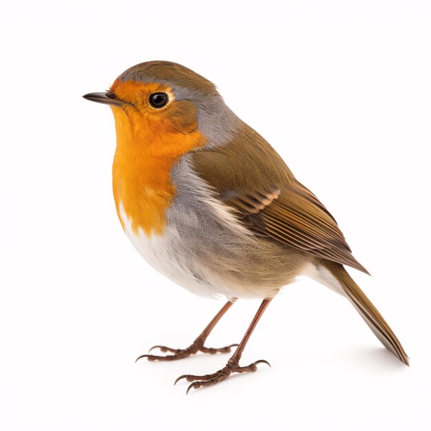 Robin Erithacus rubecula isolé sur un fond blanc