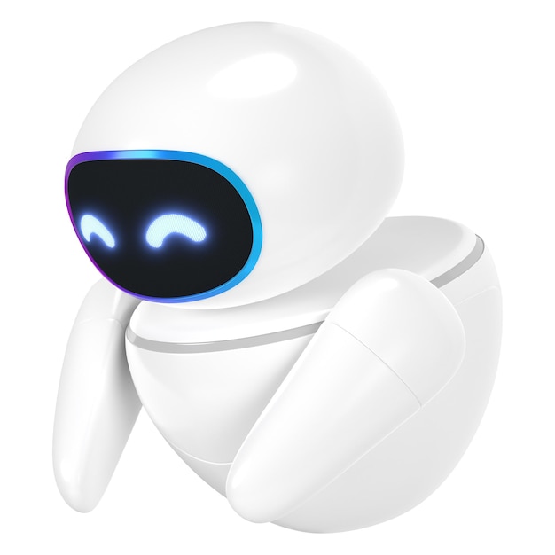 Le robot 3D png s'incline sur un fond transparent