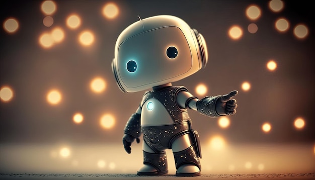 Robot d'affaires mignon positif Vêtu d'un costume pour hommes avec une cravate