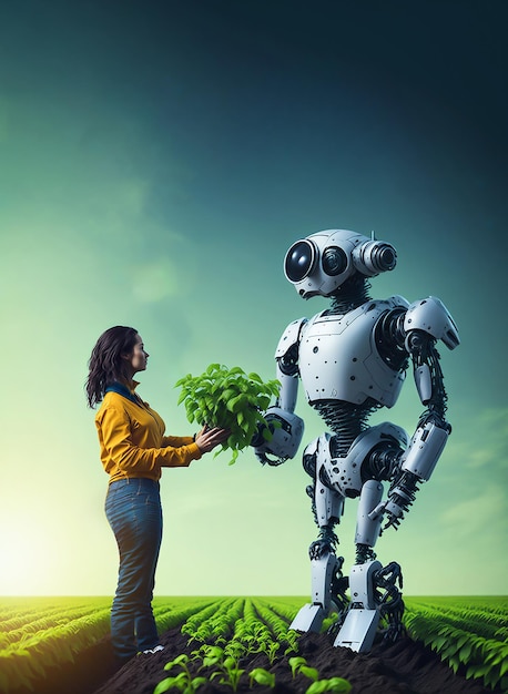 Robot Agro Ferme Illustration Industrie Agriculture Concept Image