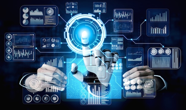 robot analysant les données de l'entreprise