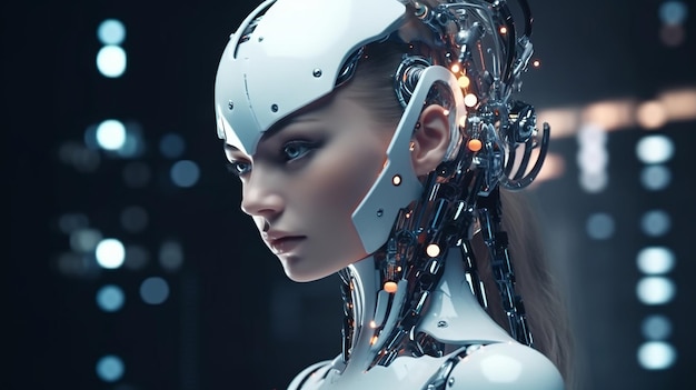 Robot Android AI futuriste Belle femme cyborg