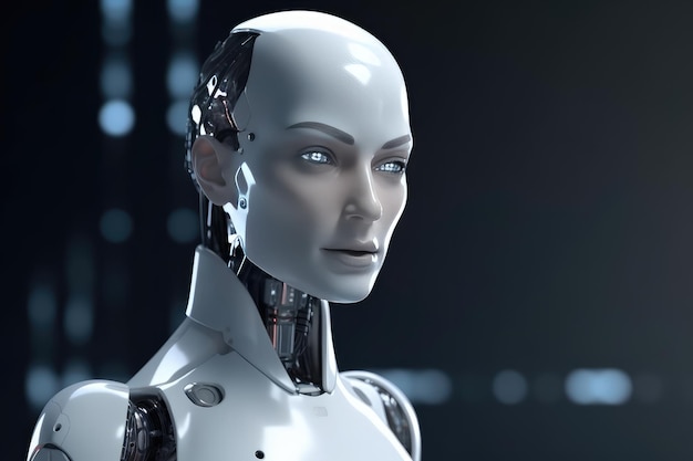 Robot Android à IA futuriste Une belle femme bot à IA générative