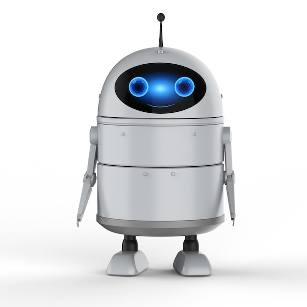 Robot android de rendu 3D ou robot d'intelligence artificielle avec personnage de dessin animé