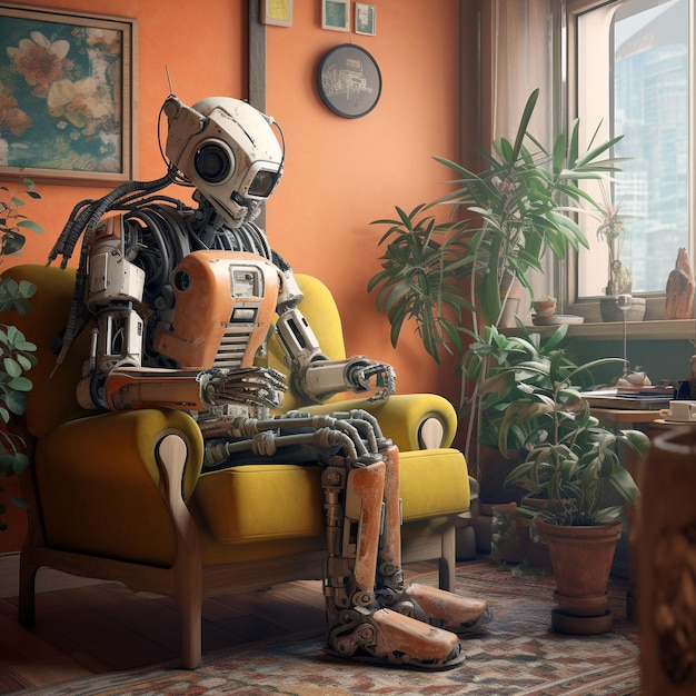 Robot anthropomorphe à l'intérieur