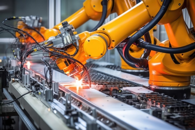 Un robot d'automatisation avancée en action sur une ligne de production industrielle