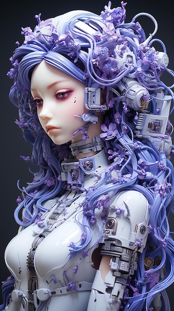 Un robot aux cheveux violets