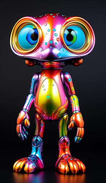 robot aux couleurs vives avec de grands yeux et de grands yeux ai générative